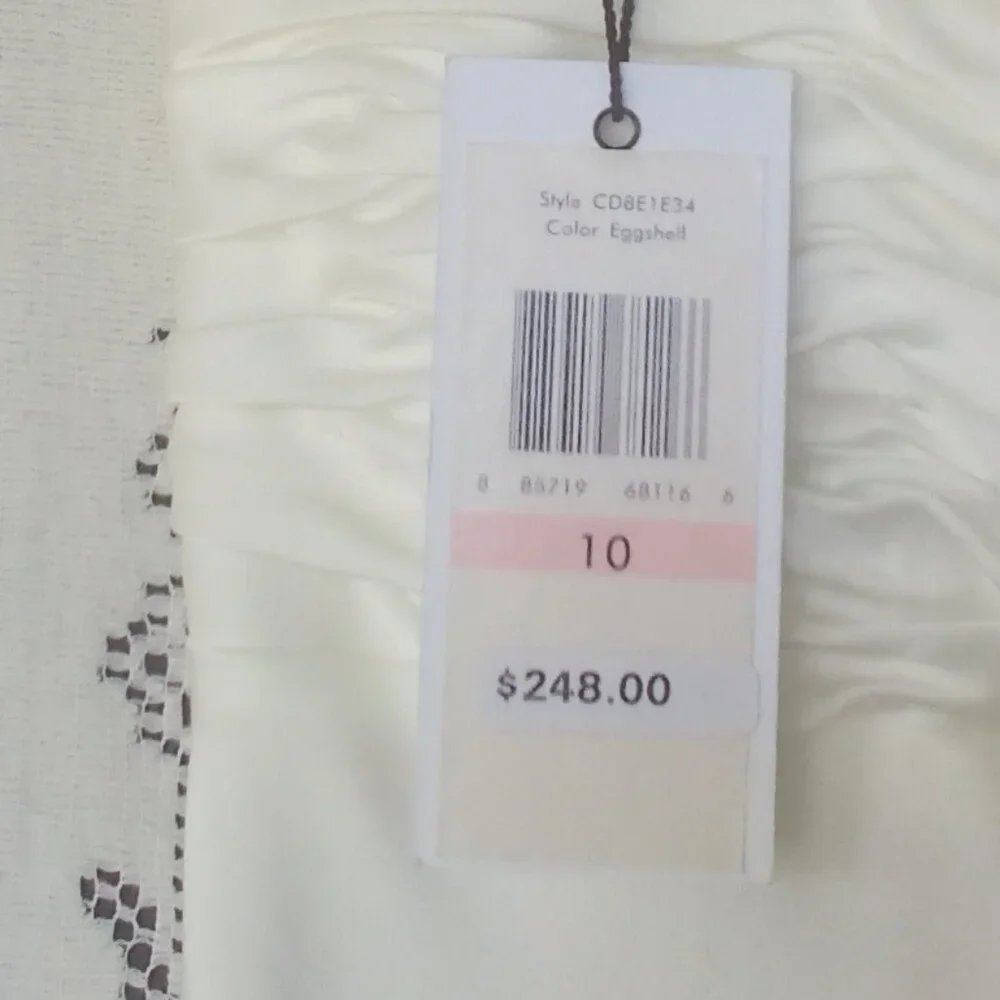 Calvin Klein Long Ivory Satin Gown w/embellished straps Size: 10 NWT - Picture 6 of 8